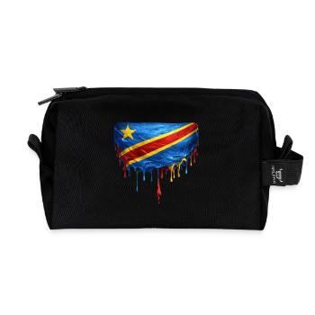 Congo flag in drop art - Recycled Toiletry Zip Bag - black - Front