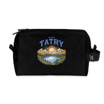 Das Design des Sonnenuntergangs des Großen Tatry Mountain - Recycelte Kulturtasche - Schwarz - Vorne