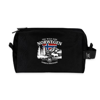 The Wild Side - Norway Vacation Nature Gift - Recycled Toiletry Zip Bag - black - Front