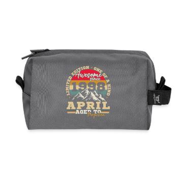 April 1998 Vintage Birthday Gift - Recycled Toiletry Zip Bag - anthracite - Front