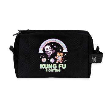 Kawaii Panda Tiger Kung Fu Fighting Pastell - Recycelte Kulturtasche - Schwarz - Vorne