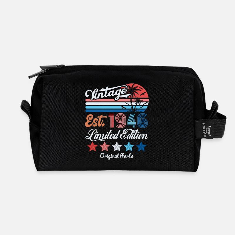 1946 Vintage Birthday Gift 80th Birthday 80 Years - Recycelte Kulturtasche - Schwarz