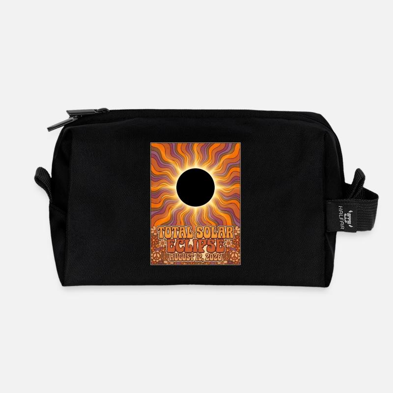 Total Solar Eclipse 2026 Sunburst-Poster - Recycelte Kulturtasche - Schwarz