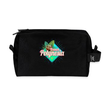 French Polynesia in the Pacific Island Souvenir - Recycled Toiletry Zip Bag - black - Front