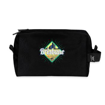 Brisbane Queensland Australia Skyline Souvenir - Recycled Toiletry Zip Bag - black - Front