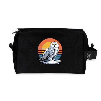  Schneeeule Vor Retro Sonnenuntergang Eule - Recycelte Kulturtasche - Schwarz - Vorne