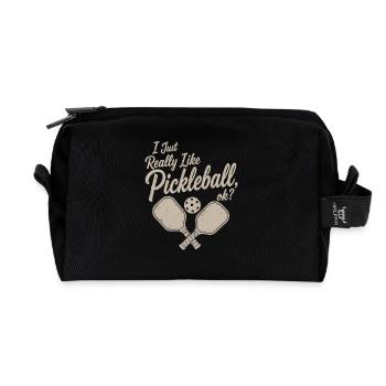 Ich liebe Pickleball Spruch - Recycelte Kulturtasche - Schwarz - Vorne
