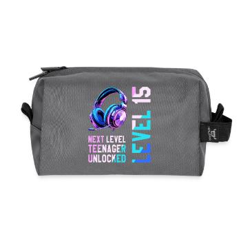 15. Geburtstag Junge Mädchen Teenager Level 15 - Recycelte Kulturtasche - Anthrazit - Vorne