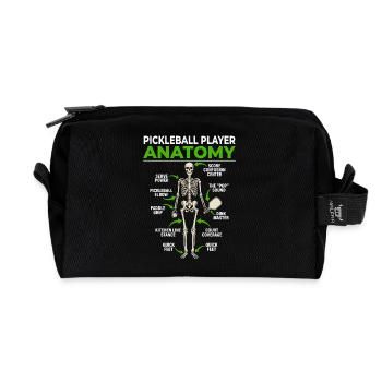 Pickleball Anatomy Illustration Davinci - Recycled Toiletry Zip Bag - black - Front