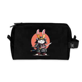 Bunny Samurai Warrior - Recycled Toiletry Zip Bag - black - Front