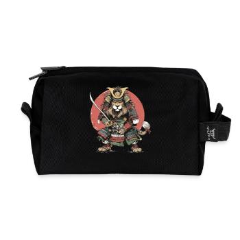 Samurai Lion in Armour - Recycled Toiletry Zip Bag - black - Front