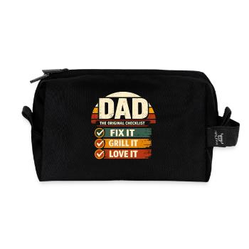 Dad Checklist Fix It Grill It Love It Humor - Recycled Toiletry Zip Bag - black - Front