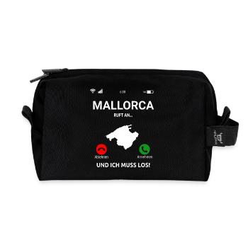Mallorca Ruft An Urlaub Outfit Reise Malle Idee - Recycelte Kulturtasche - Schwarz - Vorne