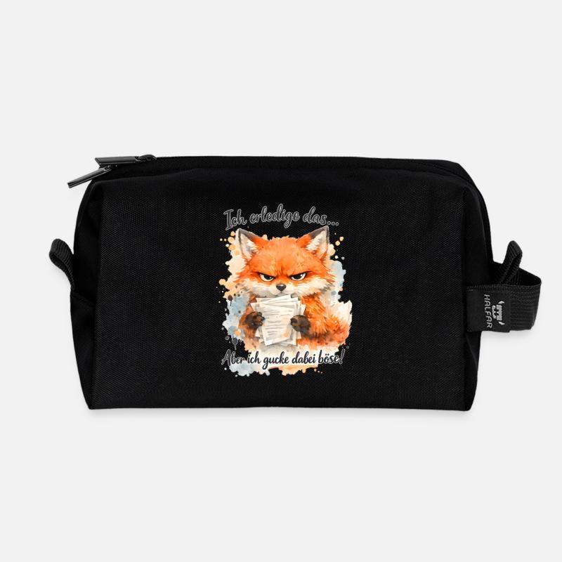 Lustiger Spruch Arbeit Büro Job Fuchs - Recycelte Kulturtasche - Schwarz