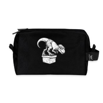 Schwimmen Dinosaurier Schwimmsport Schwimmer - Recycelte Kulturtasche - Schwarz - Vorne