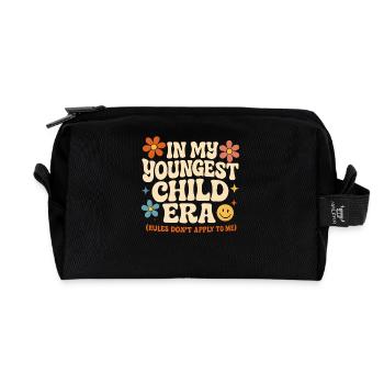 In My Youngest Child Era Daughter Families Humor - Recycled Toiletry Zip Bag - black - Front