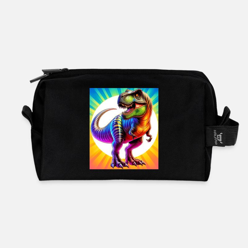 dinosaur - Recycled Toiletry Zip Bag - black