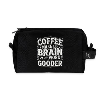 Dicton du café - Amateur de café vintage drôle - Trousse de toilette en tissu recyclé - noir - Devant