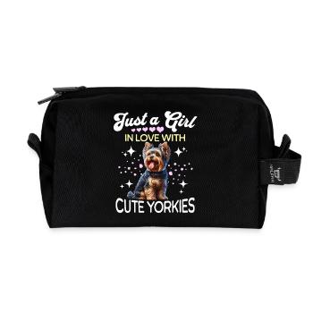 Yorkshire Terrier Girl - Recycled Toiletry Zip Bag - black - Front