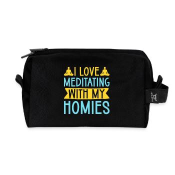 Yoga J’adore méditer avec mes potes Yoga drôle - Trousse de toilette en tissu recyclé - noir - Devant