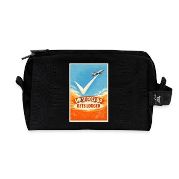 What goes up is logged | Plane Spotter - Recycled Toiletry Zip Bag - black - Front