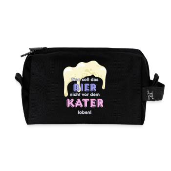 Man soll das Bier nicht vor dem Kater loben - Recycelte Kulturtasche - Schwarz - Vorne