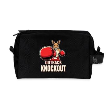 Outback Knockout Cartoon Kangaroo Boxer - Recycled Toiletry Zip Bag - black - Front