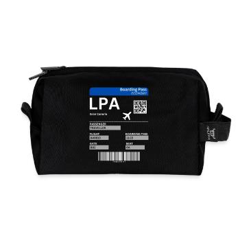 Flight Ticket Gran Canaria Holiday Canary Islands Idea - Recycled Toiletry Zip Bag - black - Front