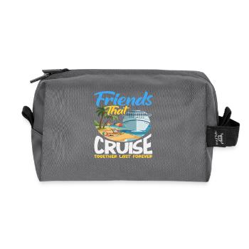 Friends Cruise Together Vacation Travel - Recycled Toiletry Zip Bag - anthracite - Front
