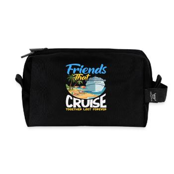 Friends Cruise Together Vacation Travel - Recycled Toiletry Zip Bag - black - Front