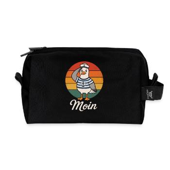 Moin Möwe Shirt Retro Nordsee - Recycelte Kulturtasche - Schwarz - Vorne