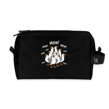 Moin Möwen Shirt Nordsee Humor - Recycelte Kulturtasche - Schwarz - Vorne