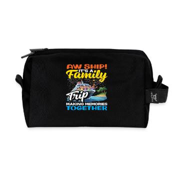 Aw Ship Family Trip Making Memories Funny - Recycled Toiletry Zip Bag - black - Front