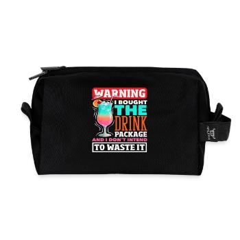 Drink Package Warning Alcohol Cruise - Recycled Toiletry Zip Bag - black - Front
