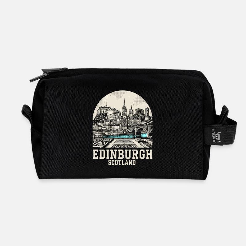 Edinburgh Skyline Blaufluss - Recycelte Kulturtasche - Schwarz