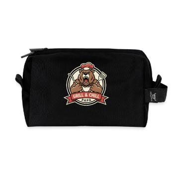 Vatertag Papa Geschenk Grillen Steak Grillkönig - Recycelte Kulturtasche - Schwarz - Vorne