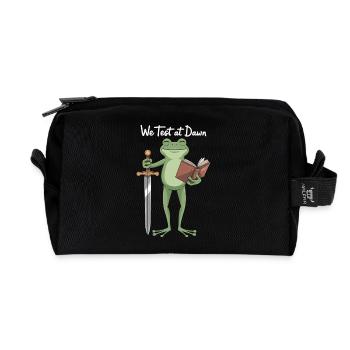 Dawn Test Frog: Sword & Book - Recycled Toiletry Zip Bag - black - Front
