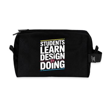Les étudiants éducateurs en design apprennent le design graphique - Trousse de toilette en tissu recyclé - noir - Devant
