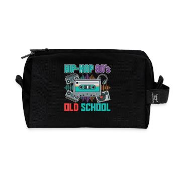 Cassette rétro oldschool des années 90 hip-hop - Trousse de toilette en tissu recyclé - noir - Devant