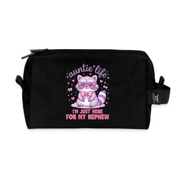 Tante, ich bin nur wegen meines Neffen hier. - Recycelte Kulturtasche - Schwarz - Vorne