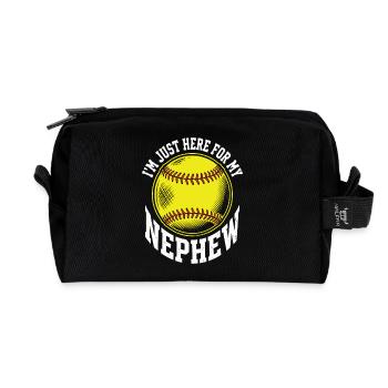Ich bin nur wegen meines Neffen Softball hier. - Recycelte Kulturtasche - Schwarz - Vorne