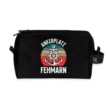Segeln ANKERPLATZ FEHMARN Lustiges - Recycelte Kulturtasche - Schwarz - Vorne