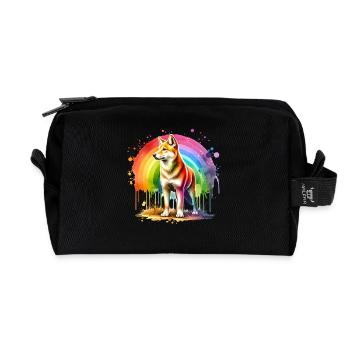 Australian Wild Dog Gift - Recycled Toiletry Zip Bag - black - Front