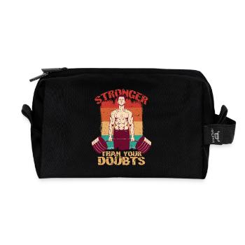 Fitnesstrainer Stronger Than Your Doubts - Recycelte Kulturtasche - Schwarz - Vorne
