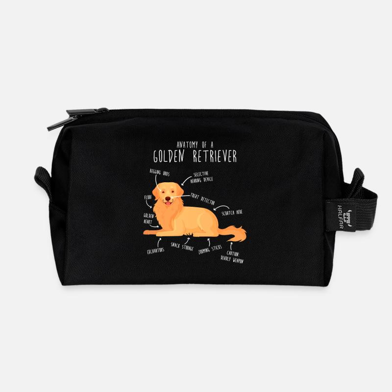Golden Retriever Hundeanatomie - Recycelte Kulturtasche - Schwarz