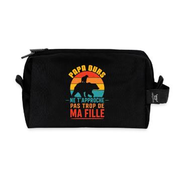 Papa Ours Ne T’Approche Pas De Ma Fille - Recycelte Kulturtasche - Schwarz - Vorne