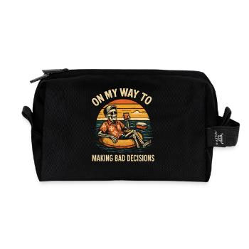 Holiday Humor On My Way To Making Bad Decisions - Recycled Toiletry Zip Bag - black - Front