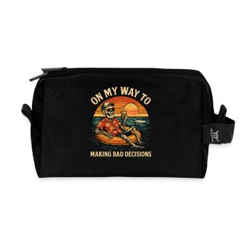 Holiday Humor On My Way To Making Bad Decisions - Recycled Toiletry Zip Bag - black - Front