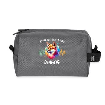Australian Wild Dog Heartline - Recycled Toiletry Zip Bag - anthracite - Front