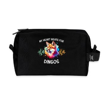 Australian Wild Dog Heartline - Recycled Toiletry Zip Bag - black - Front